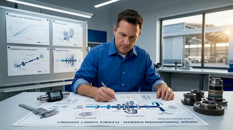 Engineer reviewing torque transmission diagrams