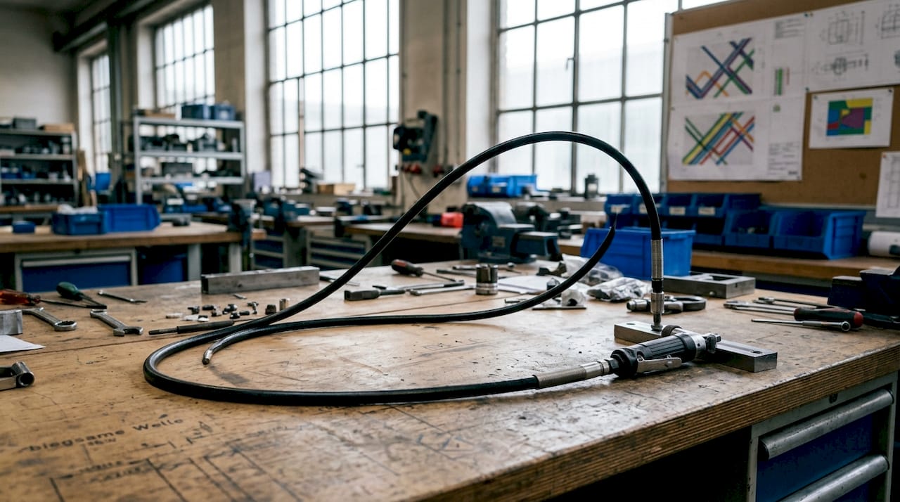 Flexible Welle am Werkzeug montiert