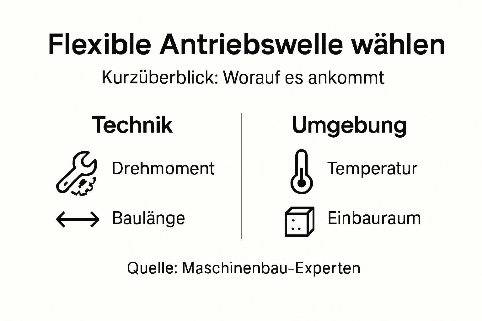 In dieser Infografik finden Sie die wichtigsten Kriterien, die bei der Auswahl von Antriebswellen zu beachten sind.