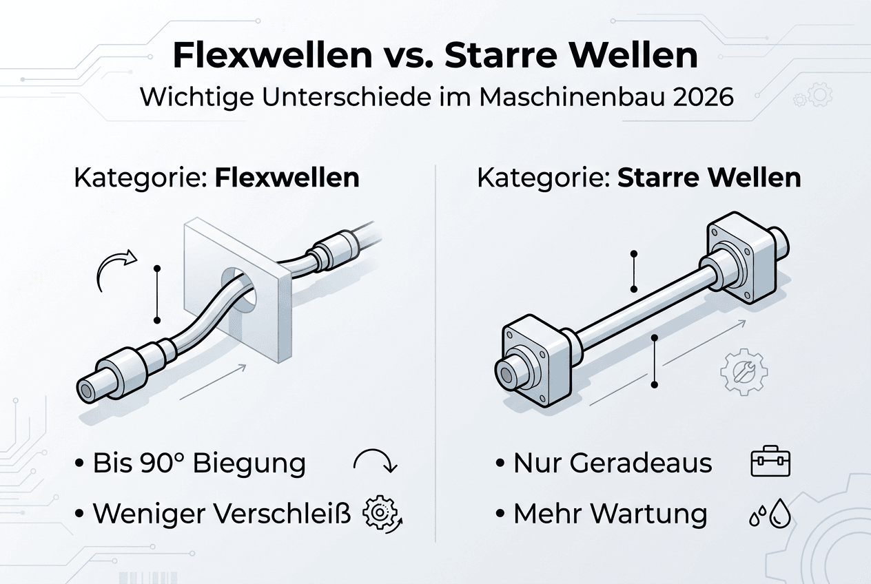Übersichtsgrafik: Flexwellen versus starre Wellen – die wichtigsten Unterschiede auf einen Blick