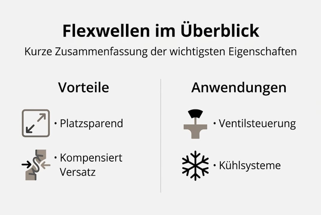 Infografik: Die wichtigsten Vorteile und Einsatzbereiche von Flexwellen auf einen Blick