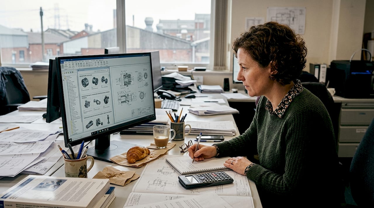 Designer selecting gears and transmission components