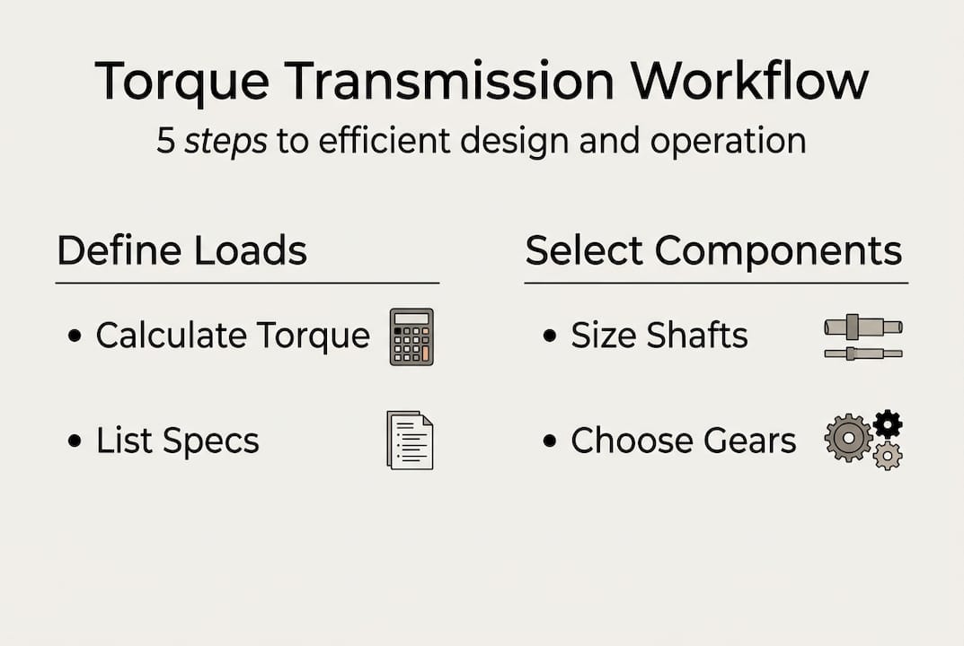 Infographic of steps for torque transmission workflow