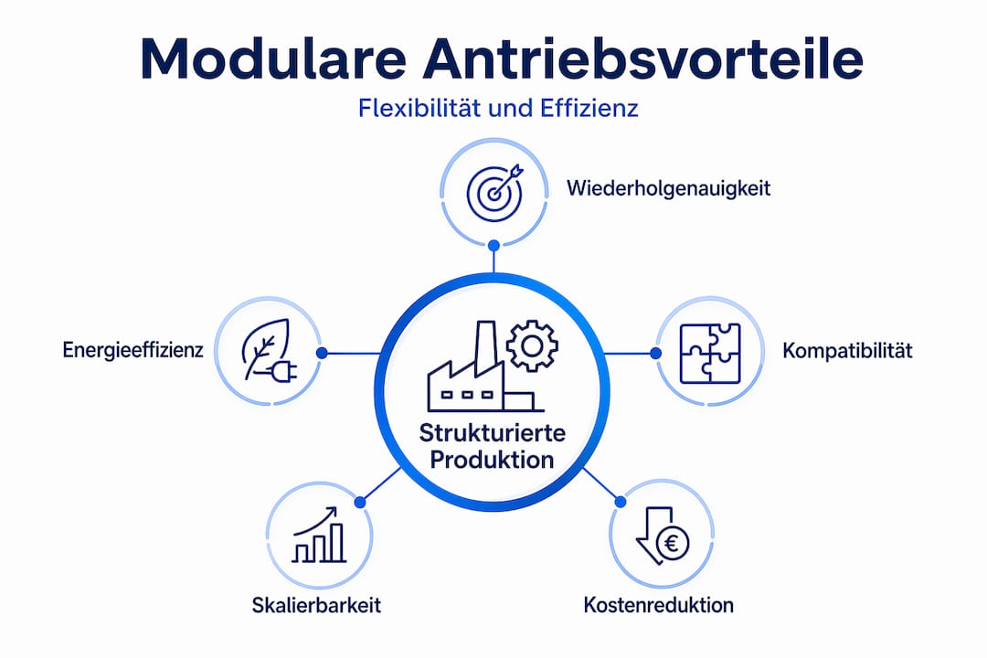 Infografik: Die Vorteile modularer Antriebssysteme auf einen Blick