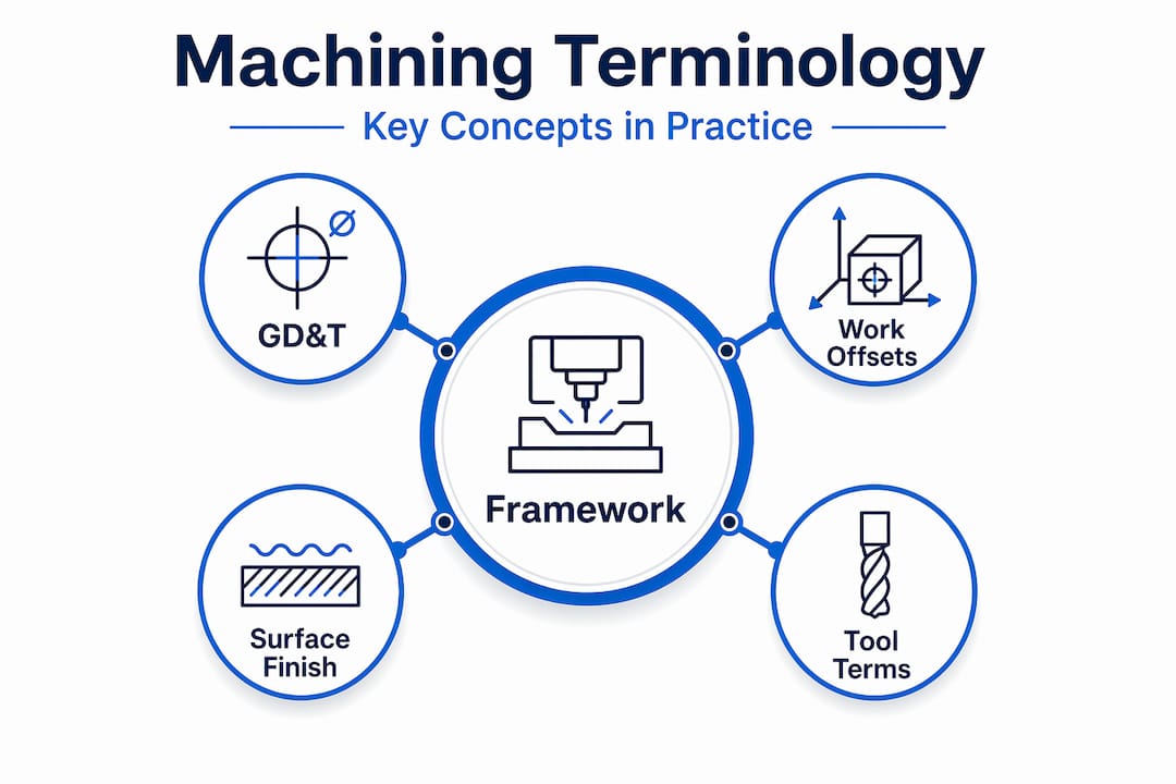 Infographic hierarchy of core machining terminology