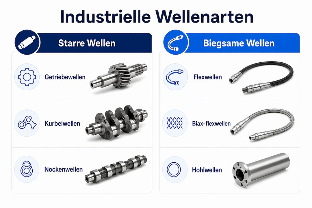 Übersichtsgrafik: Verschiedene Wellenformen im Vergleich – Eigenschaften und Einsatzbereiche auf einen Blick