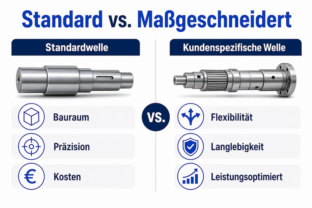 Infografik: Gegenüberstellung von Standard- und individuell gefertigten Wellen