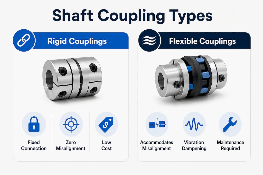Infographic comparing rigid and flexible shaft couplings