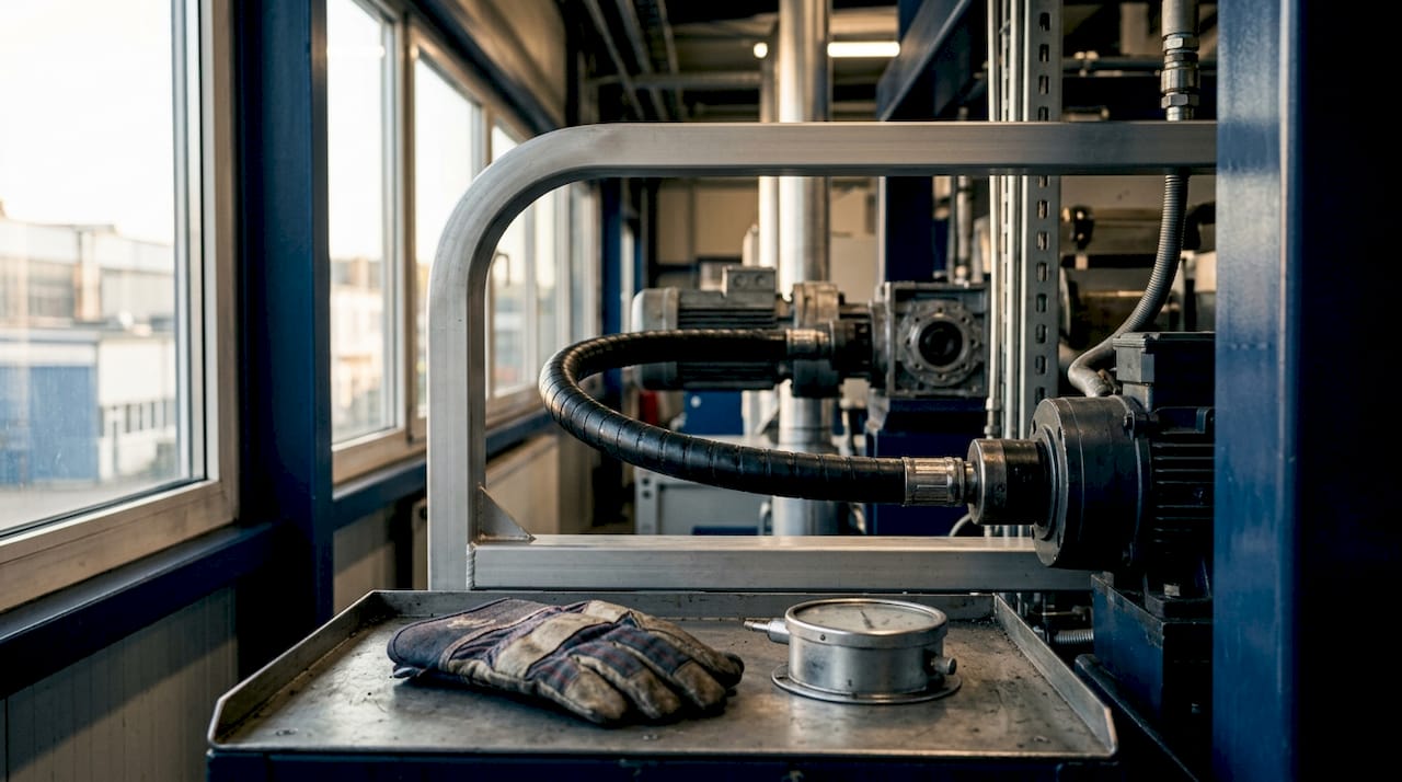 Detailansicht einer flexiblen Welle bei beengten Platzverhältnissen im Maschinenbau