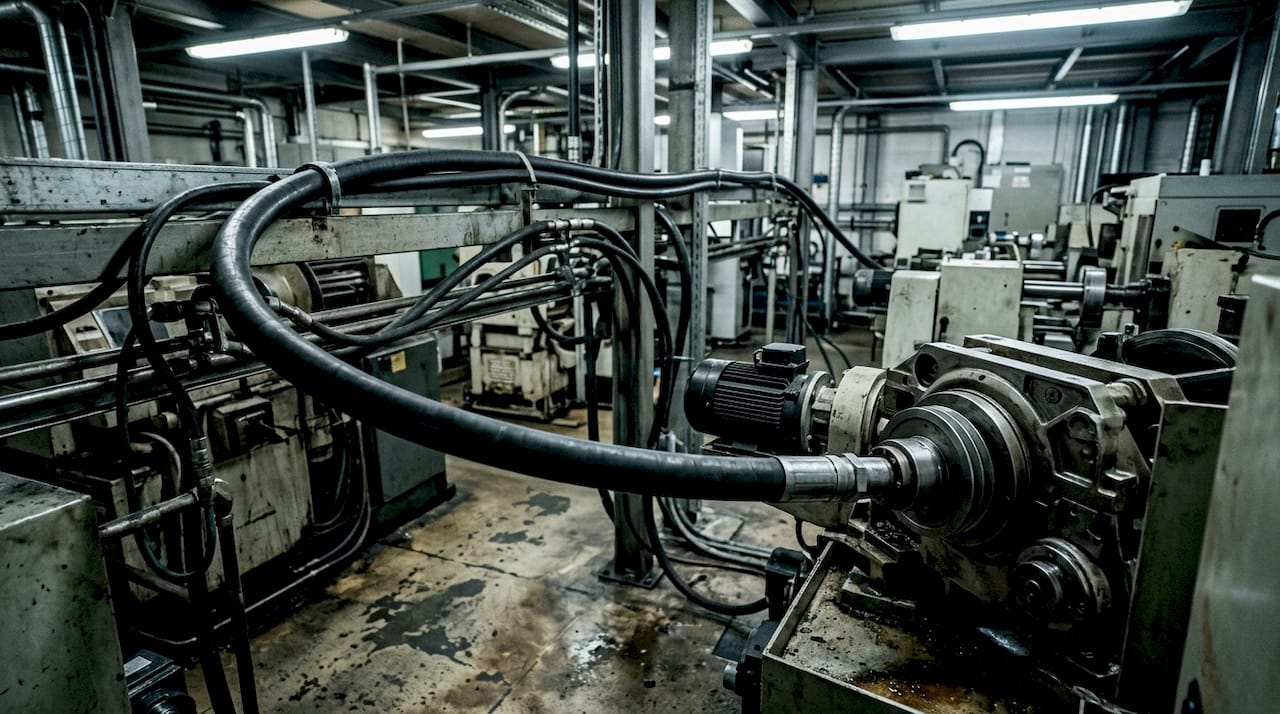 Flexible Welle im beengten Maschinenraum fachgerecht installiert.