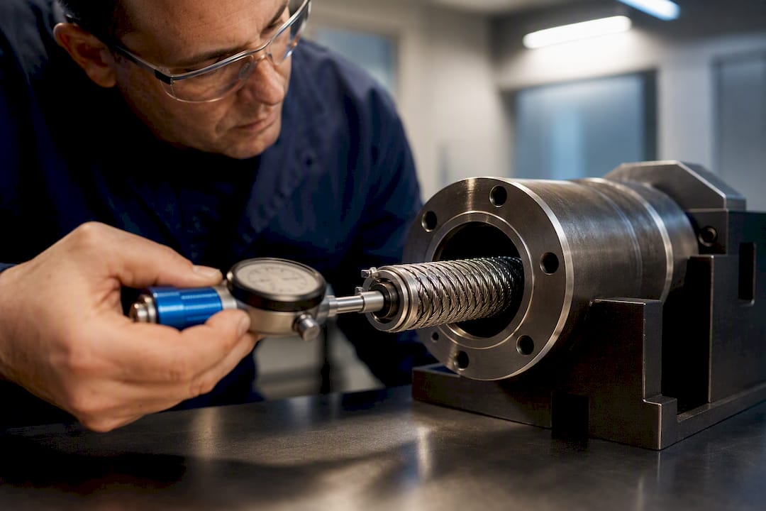 Engineer measuring flexible shaft mating hub