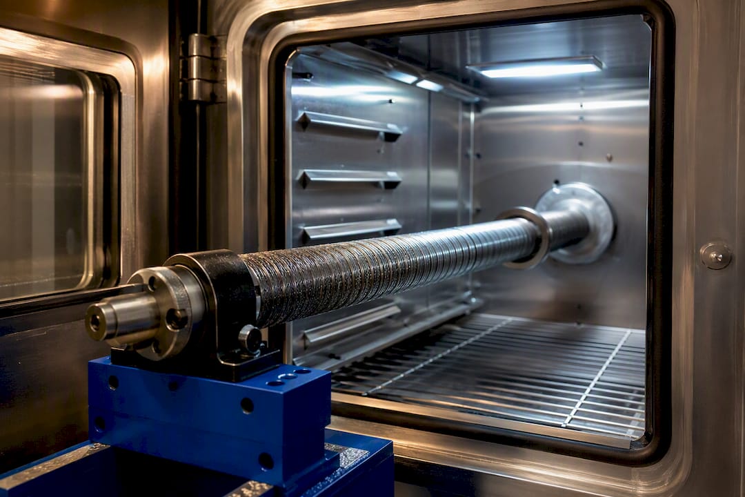 Flexible shaft assembly in thermal test enclosure