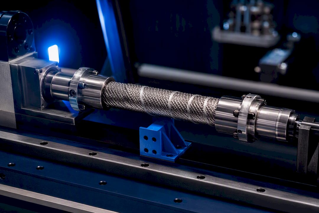 Flexible shaft undergoing axial load testing