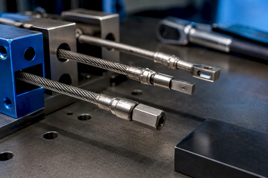 Wound flexible shaft ends on inspection fixture