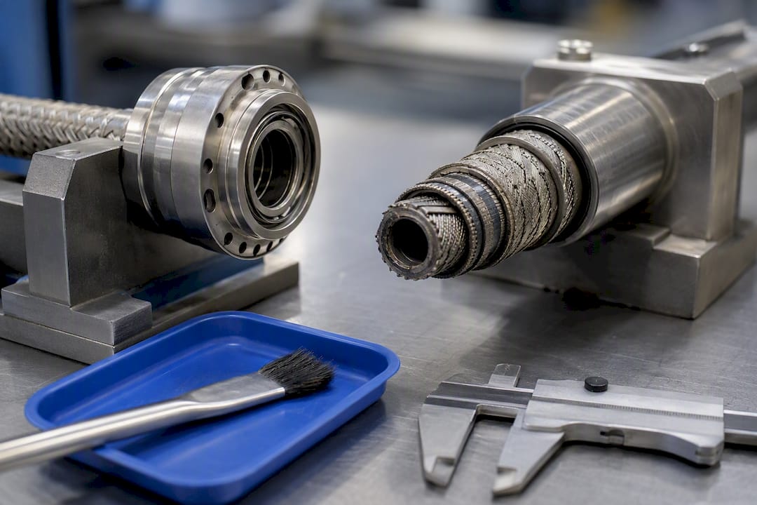 Disconnected coupling and wound core under inspection