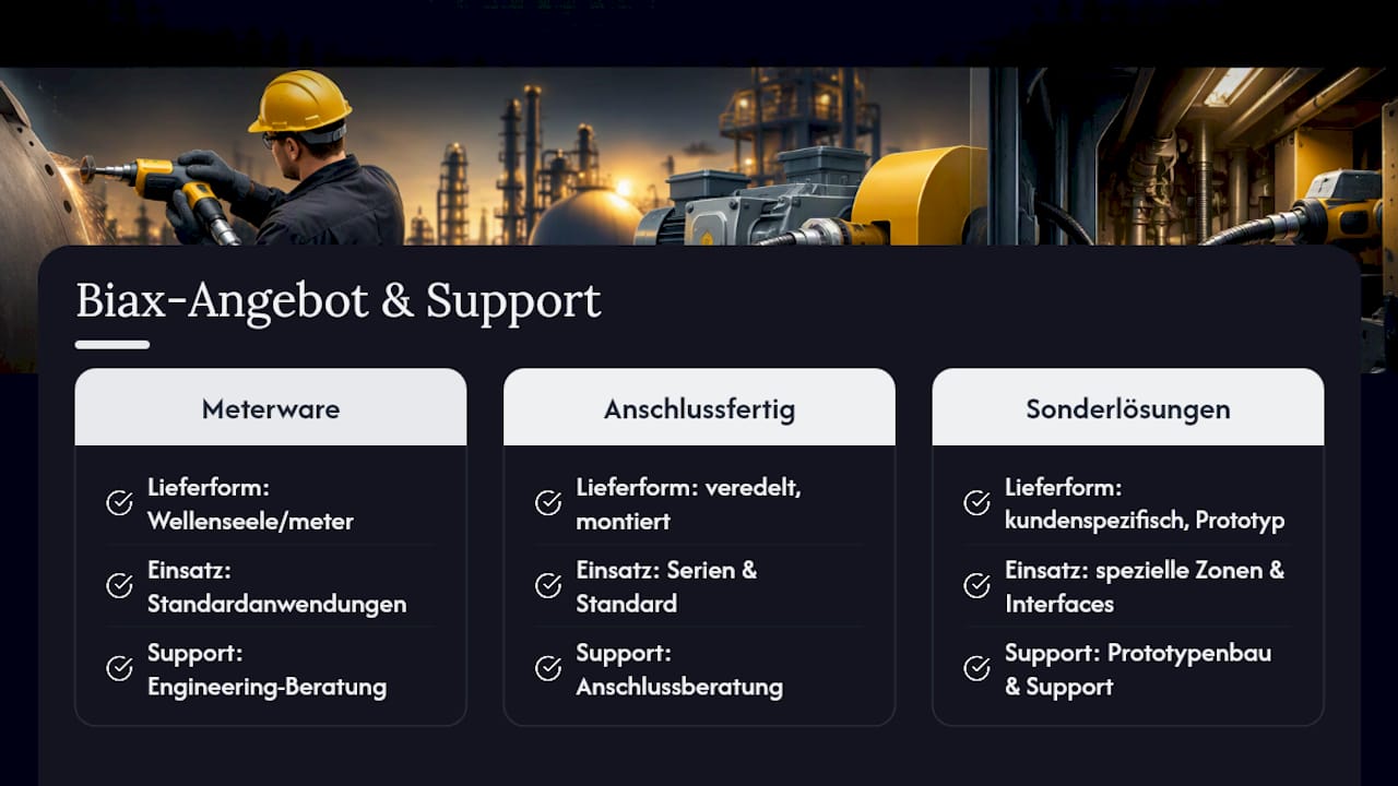 BIAX‑Praxisbeleg: technische Kompetenz und Supportangebot — overview diagram