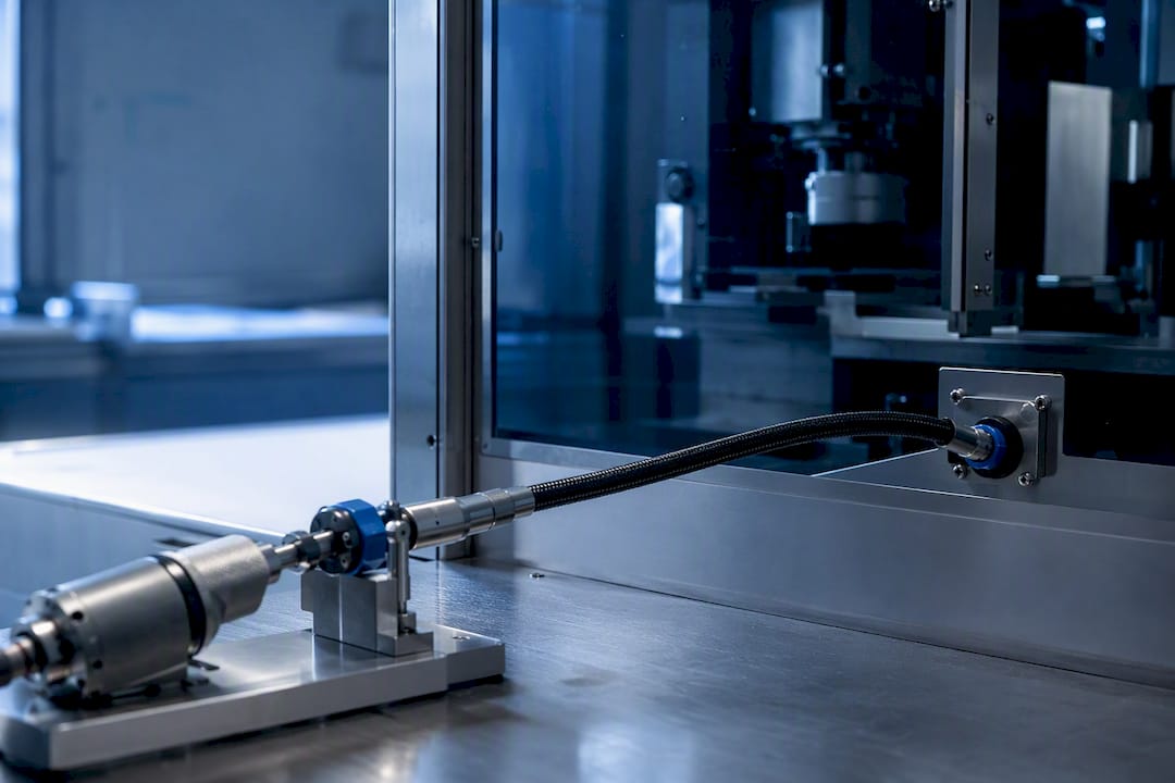 Flexible Welle bei der Maschinenprüfung im Reinraum