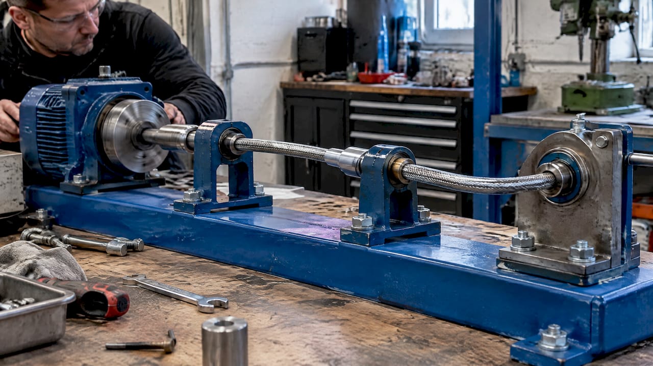 Wound flexible shaft running through test rig