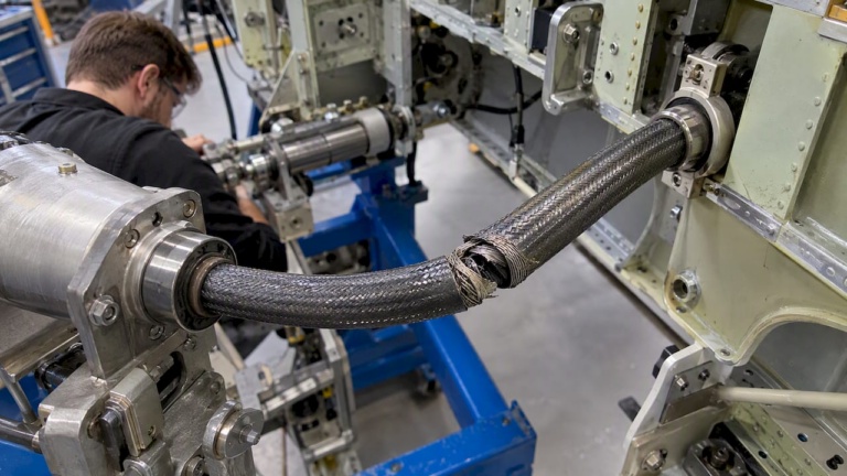 Fractured wound shaft routed inside aircraft structure