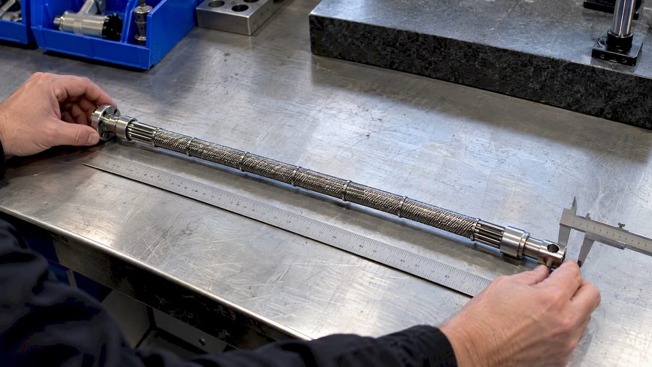 Wound shaft length and end fitting being measured