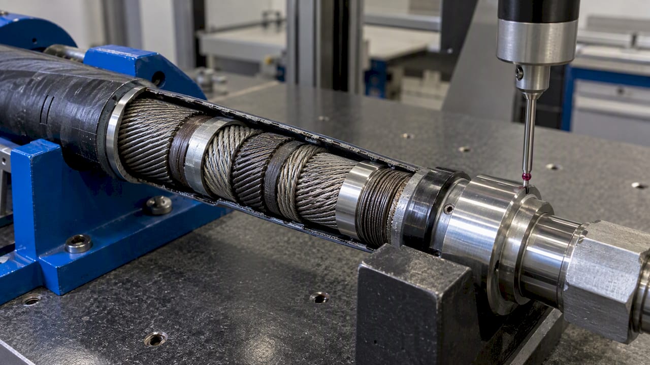 Wound flexible shaft and inspected fitting