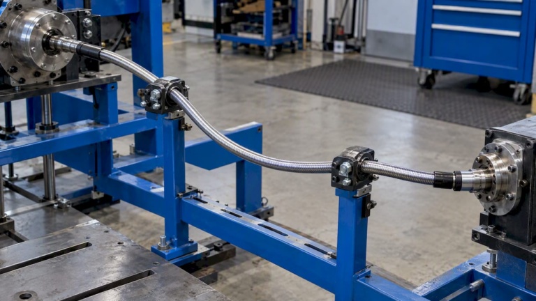 Wound flexible shaft routed through a validation fixture