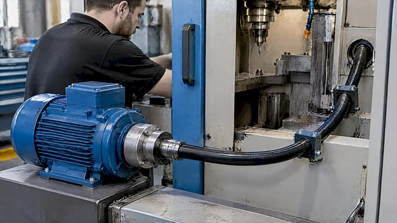Flexible Welle am Motor einer Werkzeugmaschine