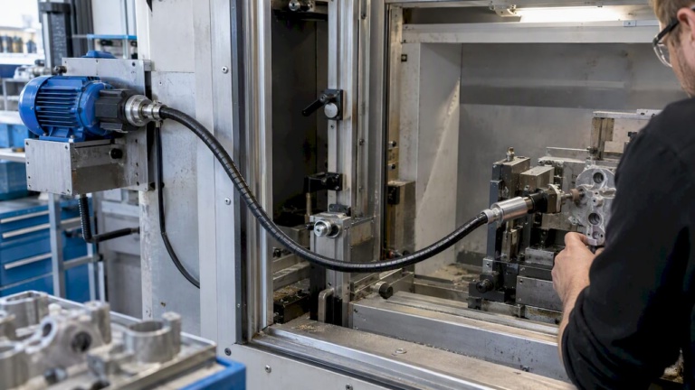 Geroutete Flexwelle in einer kompakten Entgratmaschine