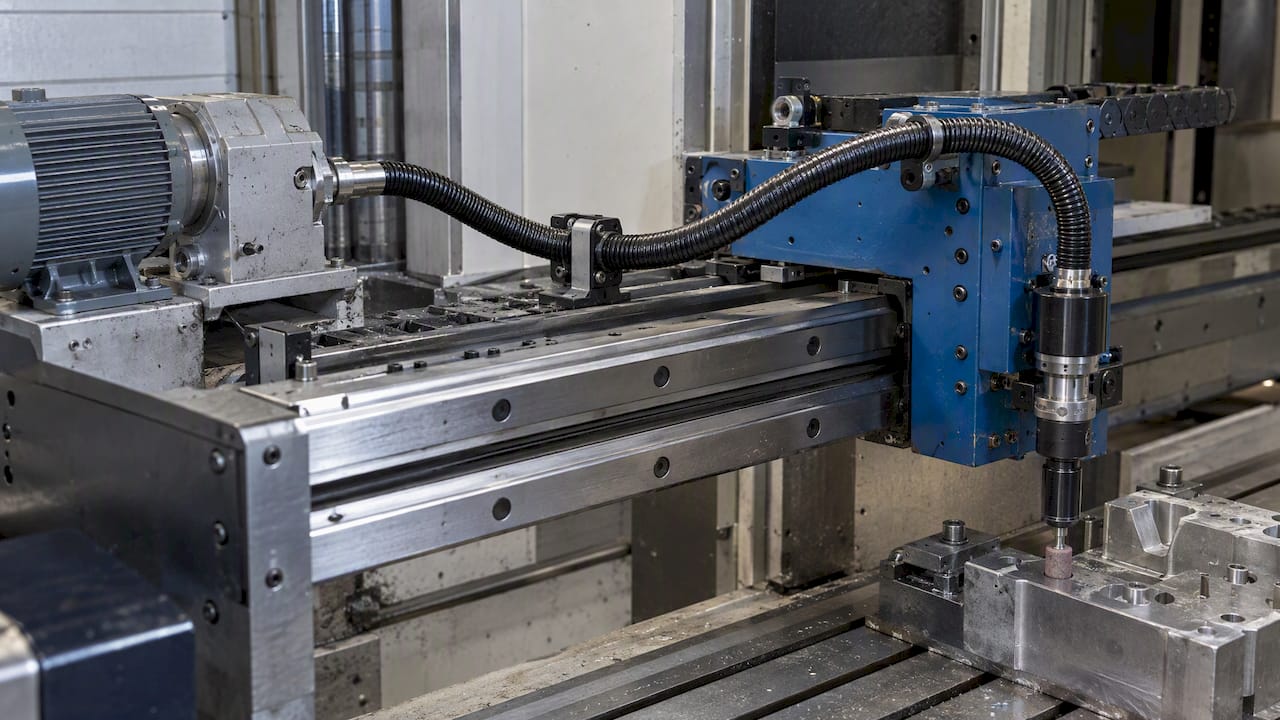 Flexwelle zwischen Antrieb und beweglichem Schlitten